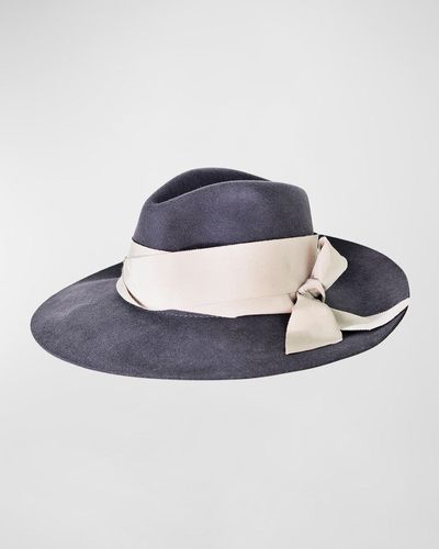 Sensi Studio Felted Wool Fedora Hat - Blue