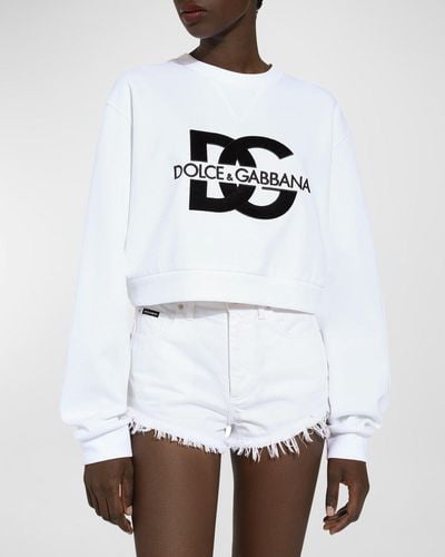 Dolce & Gabbana Dg Logo Rolled-Neck Crop Sweatshirt - White