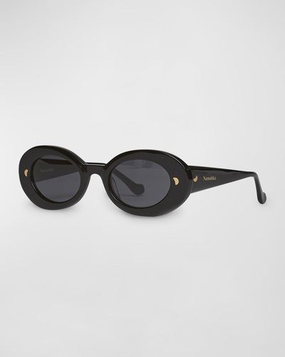 Nanushka Giva Oval Acetate Sunglasses - Black