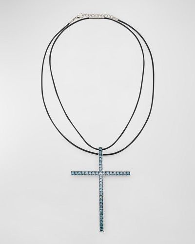 Alexander Laut 18K Spinel Cross Pendant Necklace - White