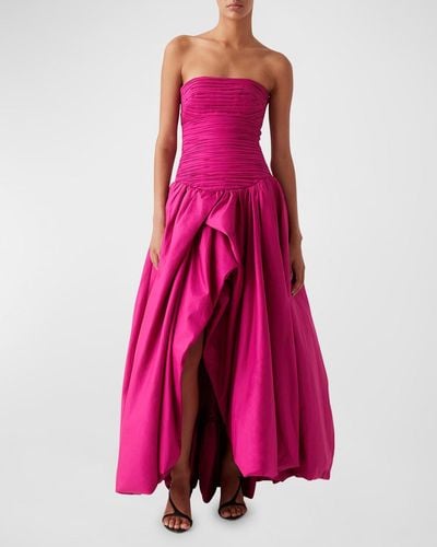 Aje. Violette Strapless Bubble-Hem Maxi Dress - Pink