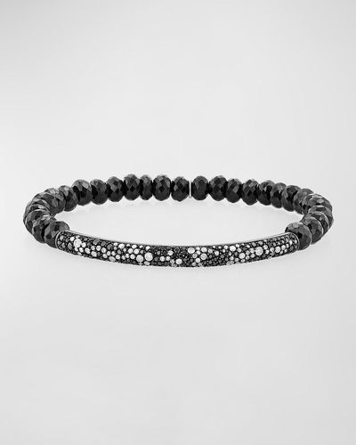 Sheryl Lowe Cobblestone Black And White Diamond And Spinel Beaded Bracelet - Metallic