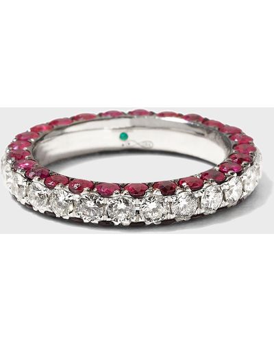 Graziela Gems Ruby And Diamond 3-Sided Band Ring, Size 7 - White