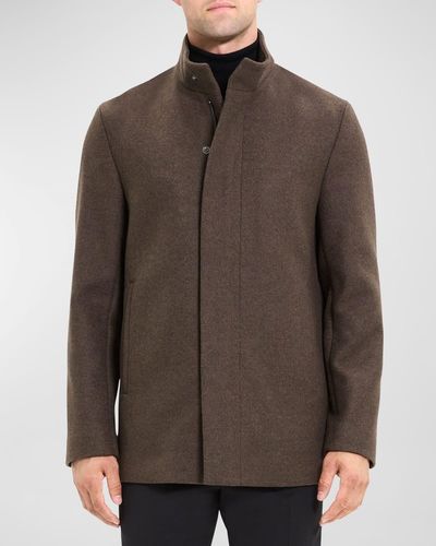Theory Clarence Concealed-Zip Overcoat - Brown