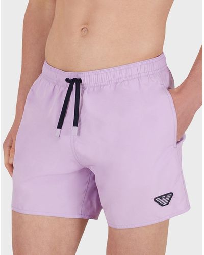 Emporio Armani Eagle Patch Swim Shorts - Purple