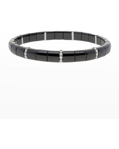 ’ROBERTO DEMEGLIO Pura Ceramic Stretch Bracelet With Diamonds - Black