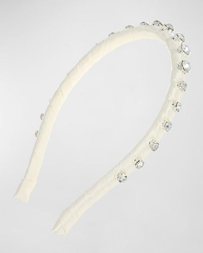 L. Erickson Haisley Embellished Satin-Wrapped Headband - White