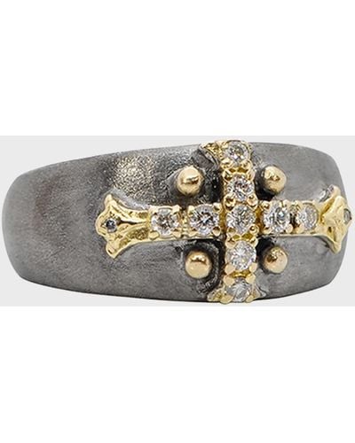 Armenta Old World Wide Cross Band Ring - Gray