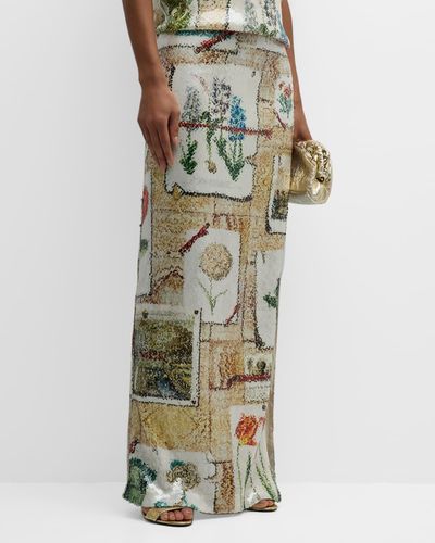 Libertine Sequin Colefax Printed Maxi Skirt - Multicolor