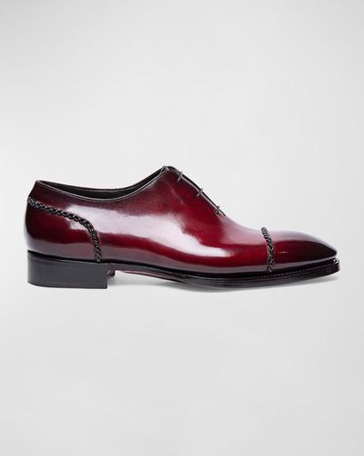 Santoni Limited Edition Pierce Leather Oxfords - Red