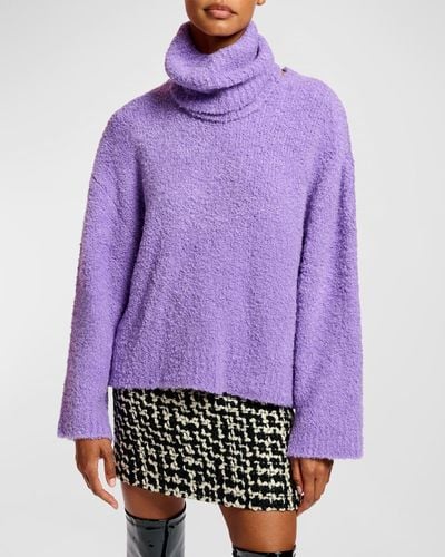 Essentiel Antwerp Emboza Knit Sweater With Detachable Collar - Purple