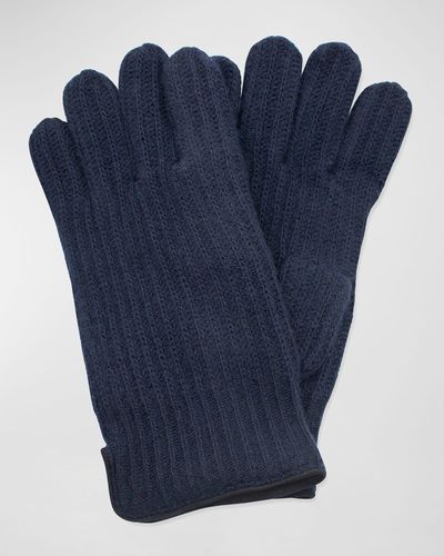 Portolano Rbbed Cashmere Gloves - Blue