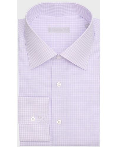 Stefano Ricci Cotton Check Dress Shirt - Purple