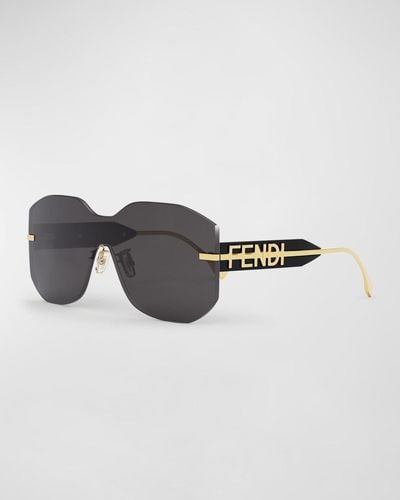 Fendi Rectangular Metal Shield Sunglasses - Multicolor