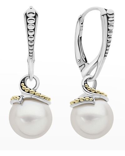 Lagos Luna Pearl Drop 2-tone Earrings - White