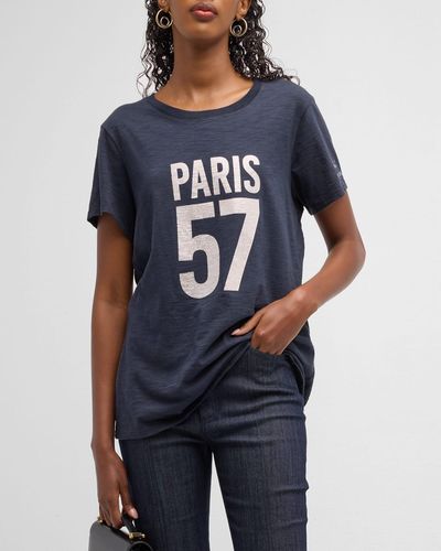 Cinq À Sept Rhinestone Paris 57 Short-Sleeve T-Shirt - Blue