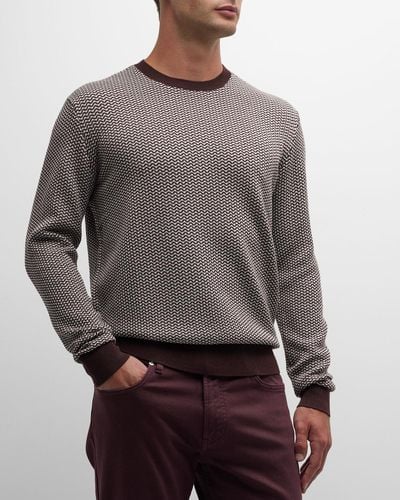 Emporio Armani Bicolor Wool Crewneck Sweater - Gray