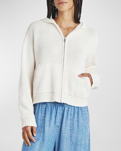 Splendid Vero Zip-Front Sweater Hoodie - White