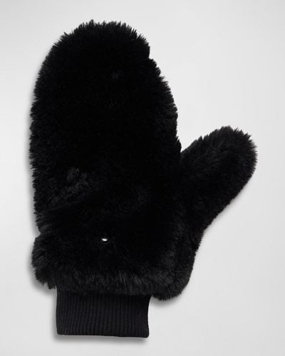 Fabulous Furs Le Mink Faux Fur Mittens - Black
