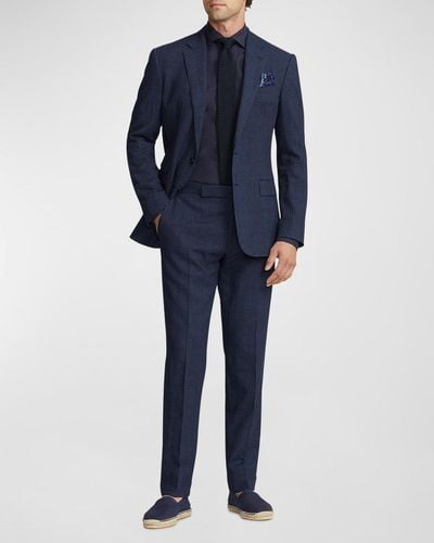 Ralph Lauren Purple Label Kent Hand-Tailored Plaid Seersucker Suit - Blue