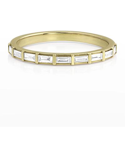 Dominique Cohen 14k Gold Baguette-diamond Halfway Ring, Size 7 - Metallic