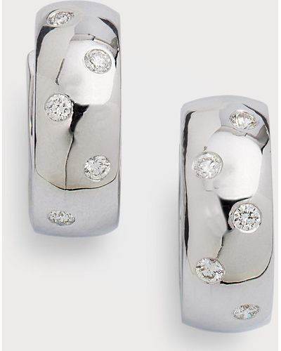 Roberto Coin 18K/ Diamond Huggie Hoop Earrings - Metallic