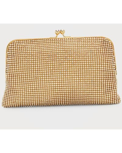 Whiting & Davis Dimple Crystal Mesh Clutch Bag - Natural