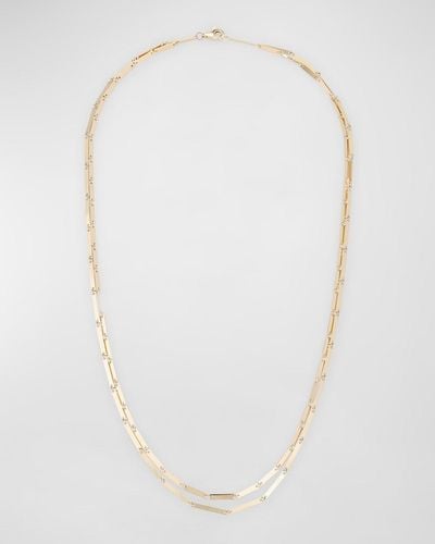Lana Jewelry 14K Laser Mini Rectangle Double-Strand Necklace, 17.5" - White