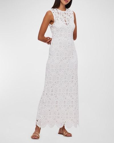 LEO LIN Serena Sleeveless Crochet A-Line Maxi Dress - White