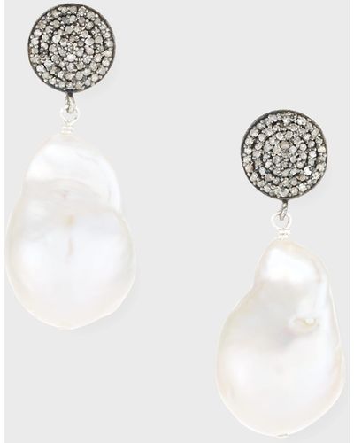 Margo Morrison Stone Earrings With Pave Diamonds And Crystal - White