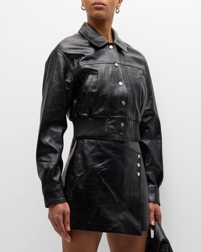 IRO Bulut Cropped Leather Jacket - Black
