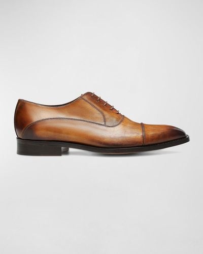 Donald J Pliner Stefen-43 Burnished Leather Oxfords - Brown