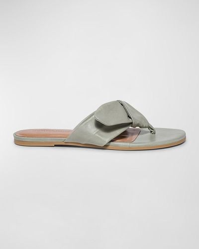 Bernardo Calfskin Thong Slide Sandals - Gray