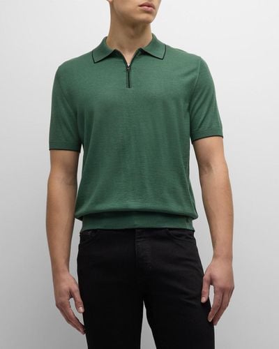 Stefano Ricci Quarter-Zip Polo Sweater - Green