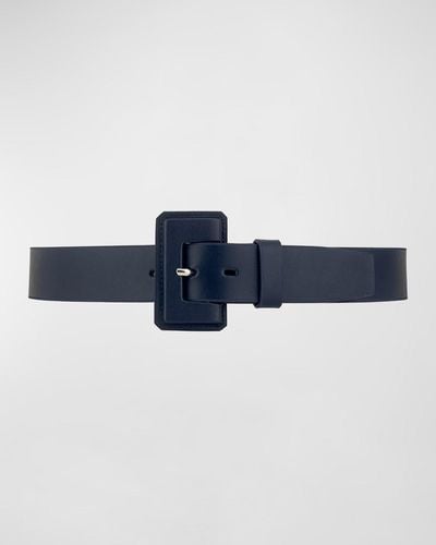 Vaincourt Paris La Petite Merveilleuse Timeless Leather Belt With Covered Buckle - Blue