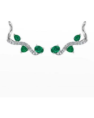 Hueb Mirage Earrings With Diamonds And Emeralds - Blue
