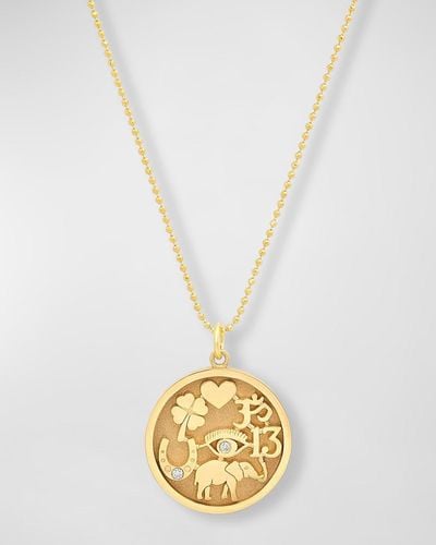 Jennifer Meyer 18k Good Luck Pendant Necklace With Diamonds - Metallic