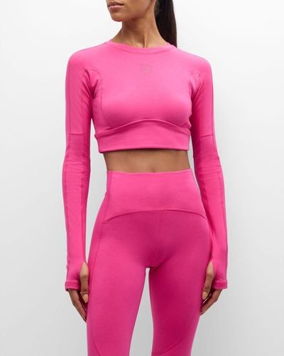 adidas By Stella McCartney Truestrength Long-Sleeve Yoga Crop Top - Pink