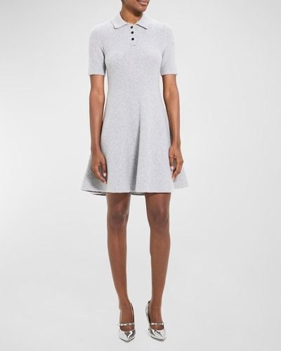 Theory Felted Wool And Cashmere Mini Polo Dress - White