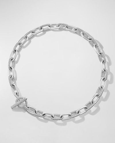 David Yurman Madison Toggle Necklace With Diamonds - Gray