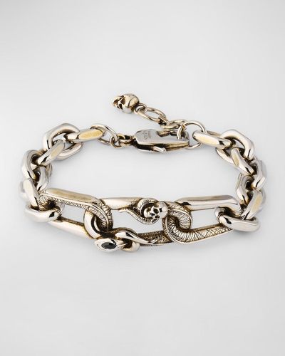 Alexander McQueen Snake And Skull Chain Bracelet - Metallic