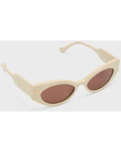 Nanushka Azalea Ivory Acetate Cat-Eye Sunglasses - White