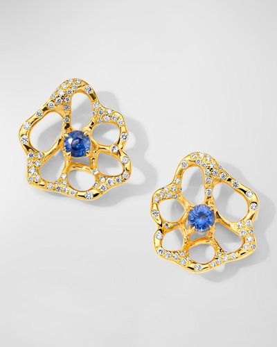 Ippolita 18K Stardust Drizzle Small Flower Stud Earrings With Sapphire And Diamonds - Metallic