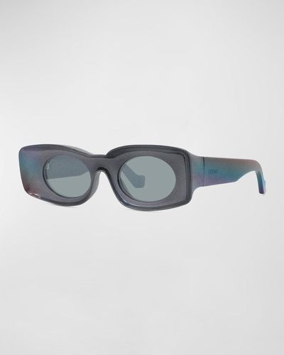 Loewe Holographic Thin Geometric Sunglasses - Blue