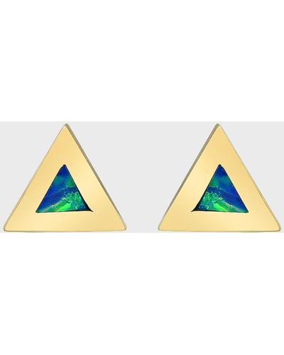 Jennifer Meyer Mini Inlay Triangle Stud Earrings - Blue