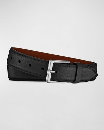 Shinola Bombe Leather Tab Belt - Black