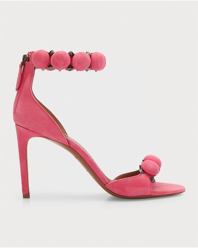 Alaïa Bombe Stud Suede Ankle-wrap High-heel Sandals - Pink
