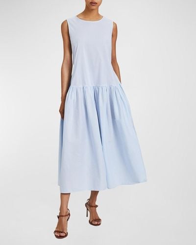 Santorelli Stella Striped Drop-Waist Midi Dress - Blue