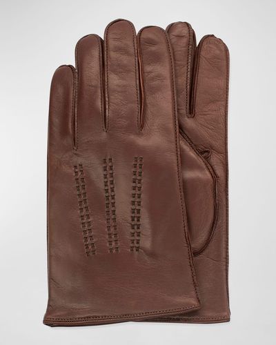 Portolano Napa Leather Double-Stitch Gloves - Brown