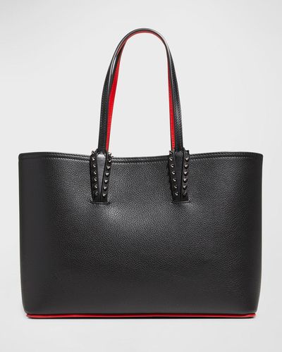 Christian Louboutin Cabata Small Tote In Grained Leather - Black